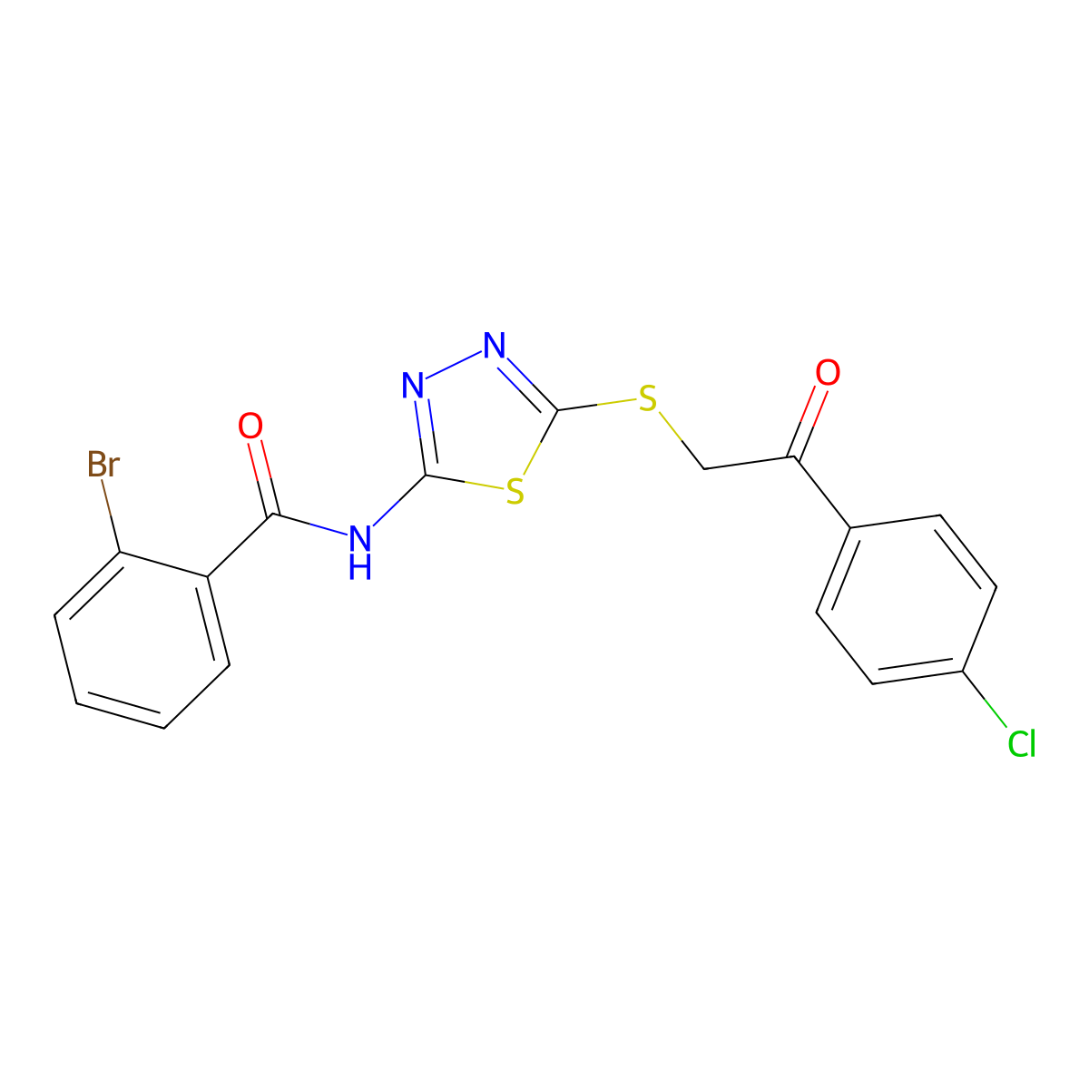2-bromo-N-(5-{[2-(4-chlorophenyl)-2-oxoethyl]sulfanyl}-1,3,4-thiadiazol-2-yl)benzamide molecular structure, CAS 532947-30-1