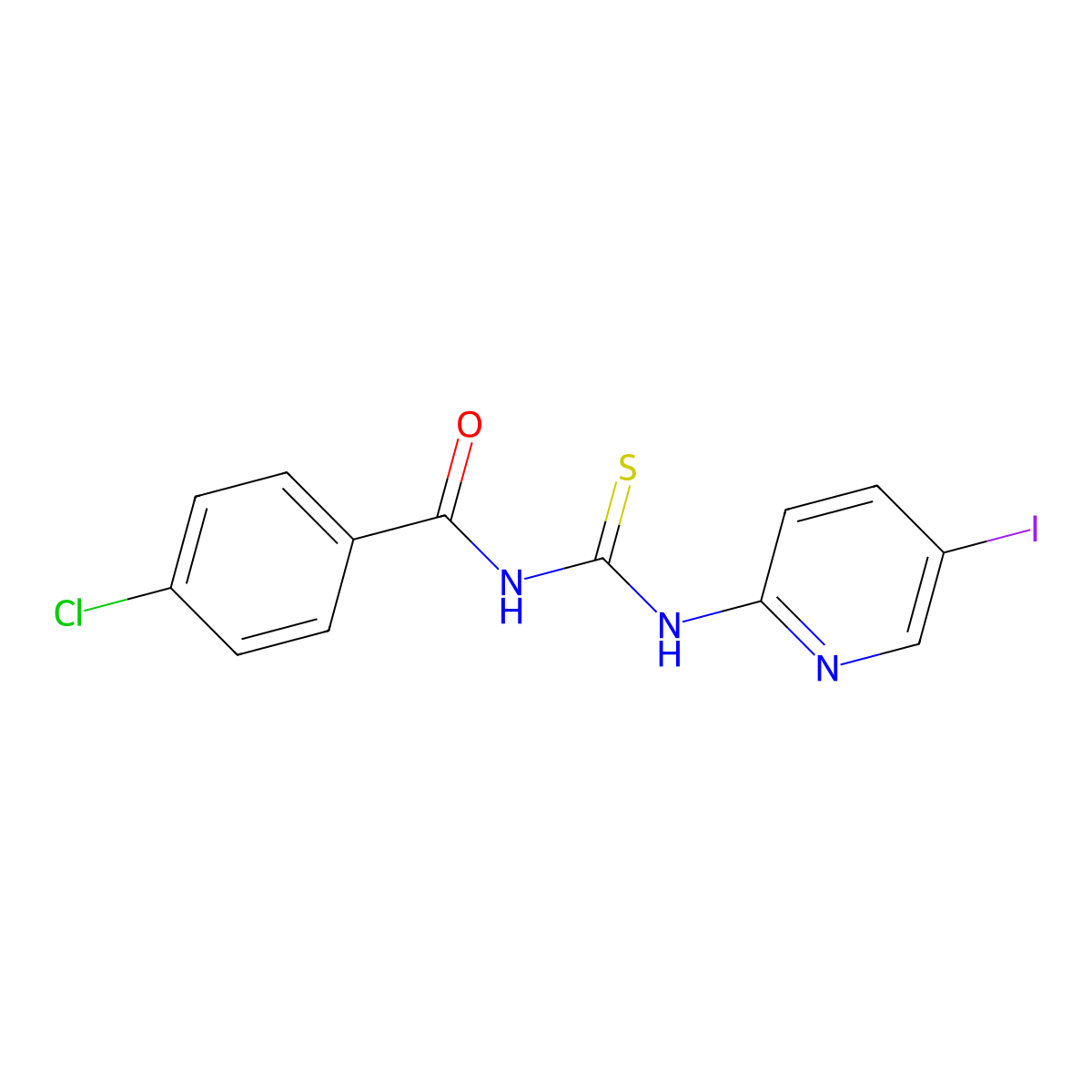 4-chloro-N-[(5-iodopyridin-2-yl)carbamothioyl]benzamide molecular structure, CAS 532947-73-2