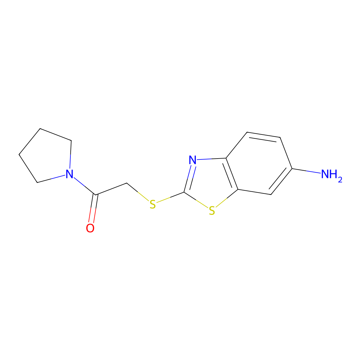 2-[(6-Amino-1,3-benzothiazol-2-yl)sulfanyl]-1-pyrrolidin-1-ylethanone molecular structure, CAS 532949-77-2