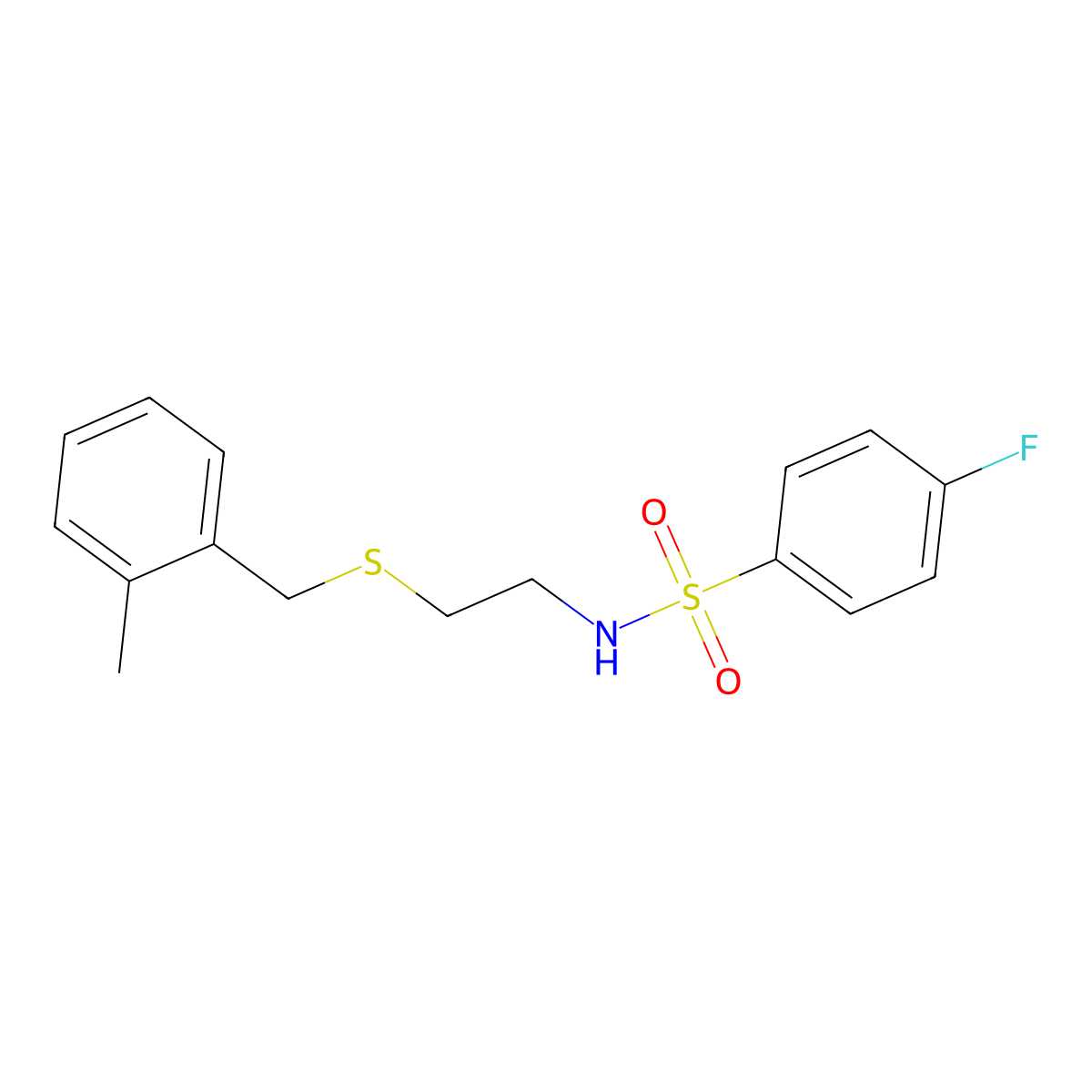 4-fluoro-N-{2-[(2-methylbenzyl)sulfanyl]ethyl}benzenesulfonamide molecular structure, CAS 532950-13-3