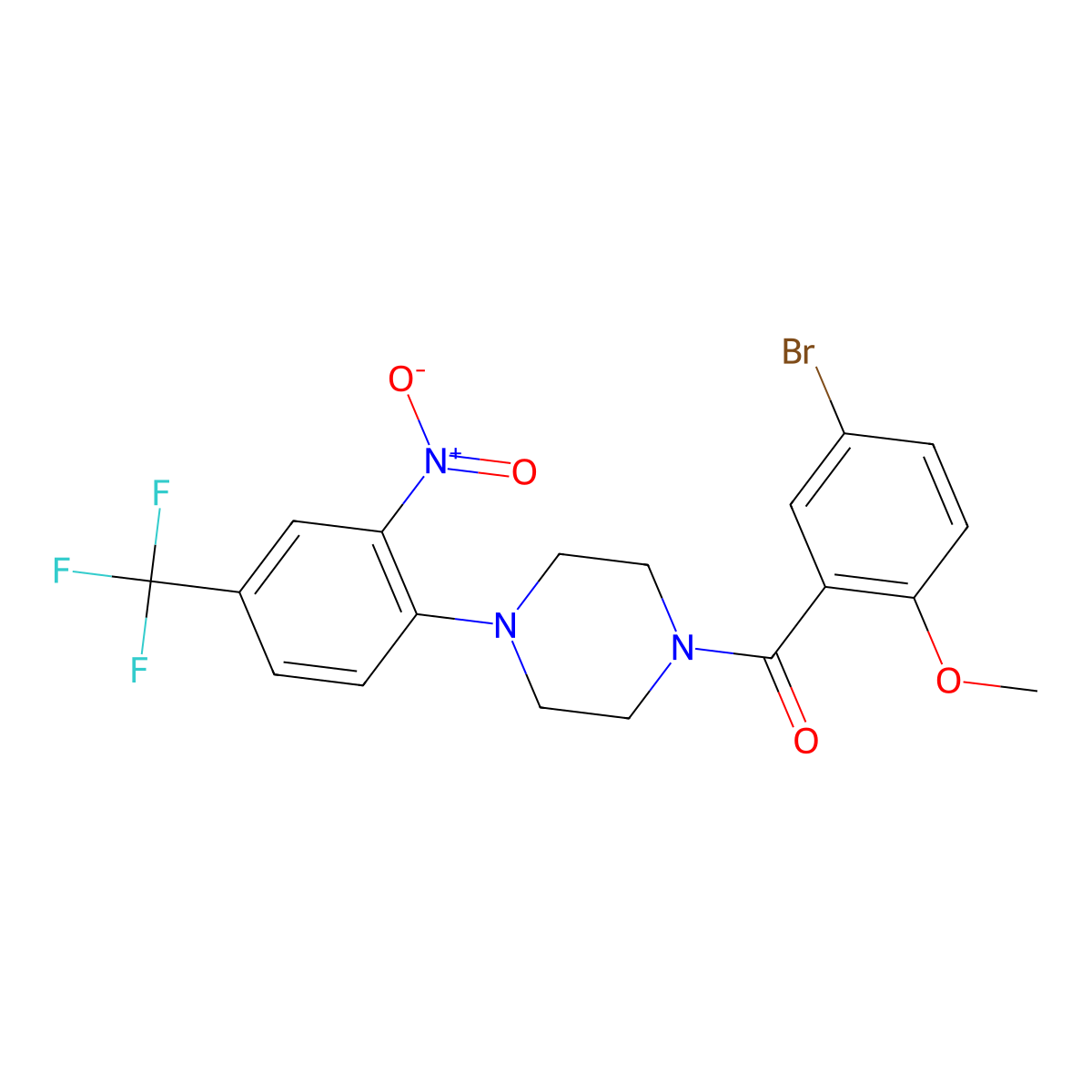 (5-Bromo-2-methoxyphenyl){4-[2-nitro-4-(trifluoromethyl)phenyl]piperazin-1-yl}methanone molecular structure, CAS 532950-60-0