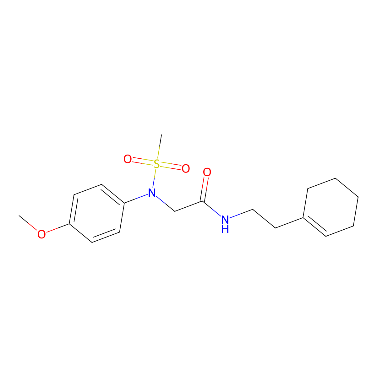 N-[2-(cyclohexen-1-yl)ethyl]-2-(4-methoxy-N-methylsulfonylanilino)acetamide molecular structure, CAS 532951-09-0