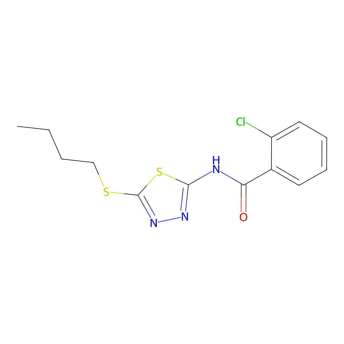 N-(5-butylsulfanyl-1,3,4-thiadiazol-2-yl)-2-chlorobenzamide molecular structure, CAS 532951-65-8