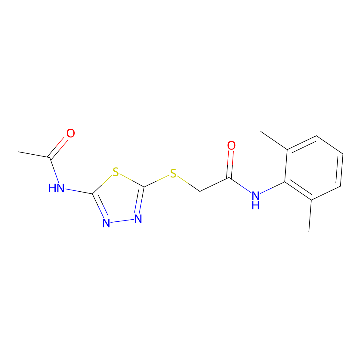 2-[(5-acetamido-1,3,4-thiadiazol-2-yl)sulfanyl]-N-(2,6-dimethylphenyl)acetamide molecular structure, CAS 532952-16-2