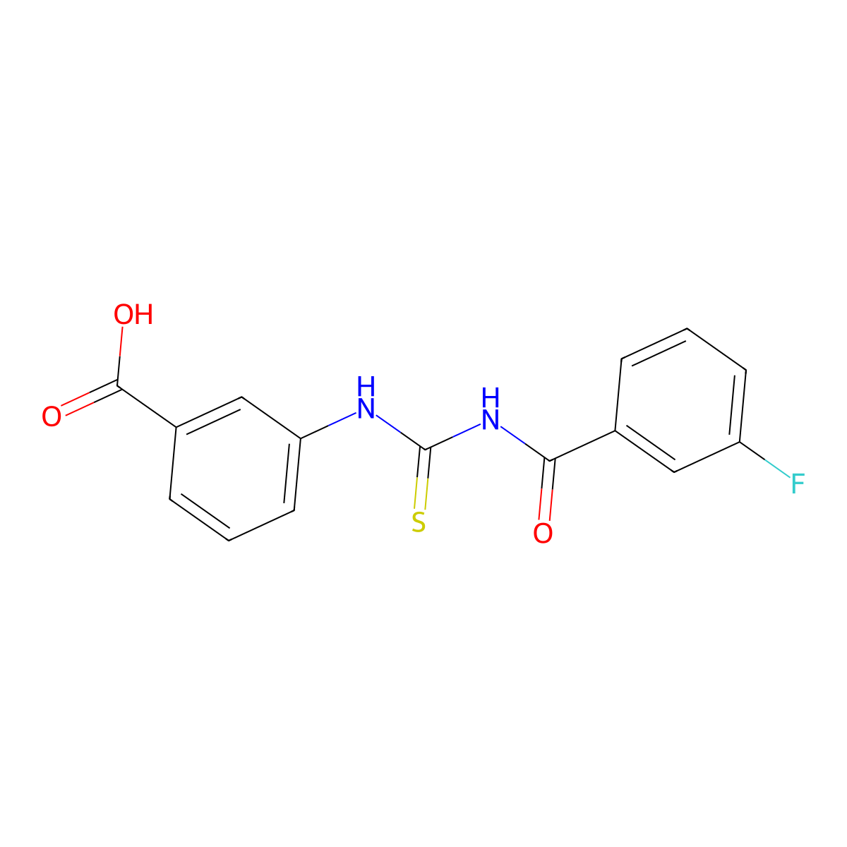 3-({[(3-Fluorophenyl)carbonyl]carbamothioyl}amino)benzoic acid molecular structure, CAS 532953-50-7