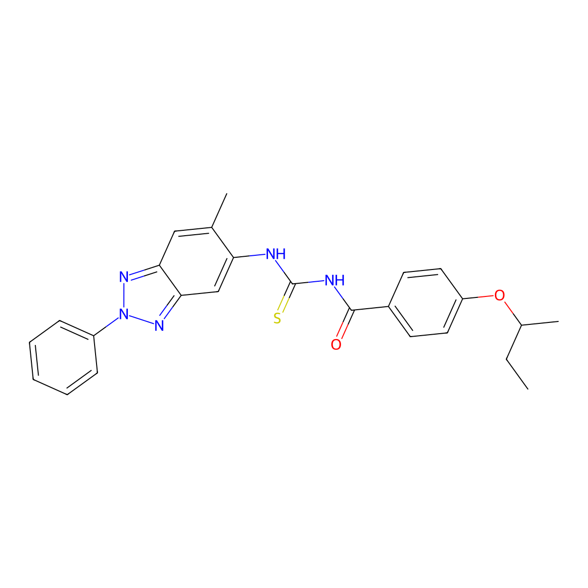 4-butan-2-yloxy-N-[(6-methyl-2-phenylbenzotriazol-5-yl)carbamothioyl]benzamide molecular structure, CAS 532953-56-3
