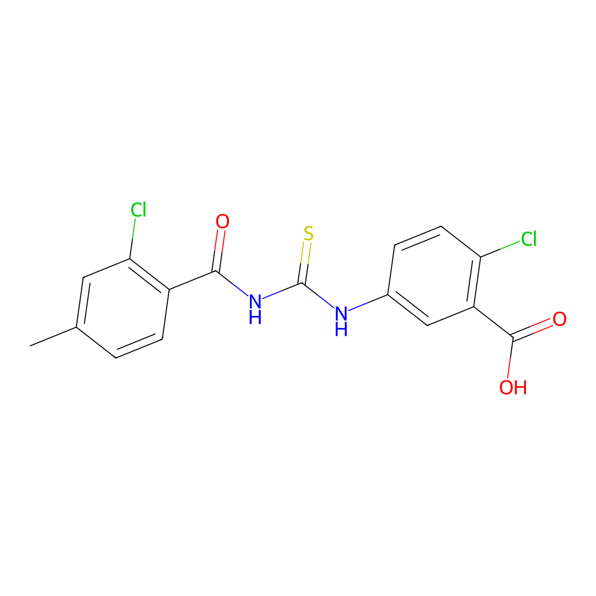 2-Chloro-5-({[(2-chloro-4-methylphenyl)carbonyl]carbamothioyl}amino)benzoic acid molecular structure, CAS 532953-78-9