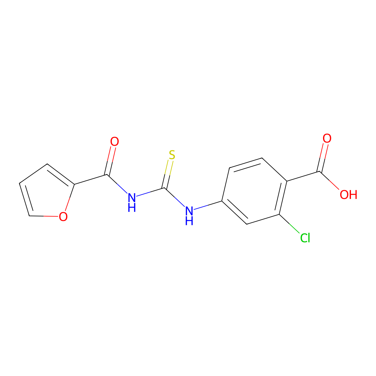 2-Chloro-4-(furan-2-carbonylcarbamothioylamino)benzoic acid molecular structure, CAS 532954-40-8
