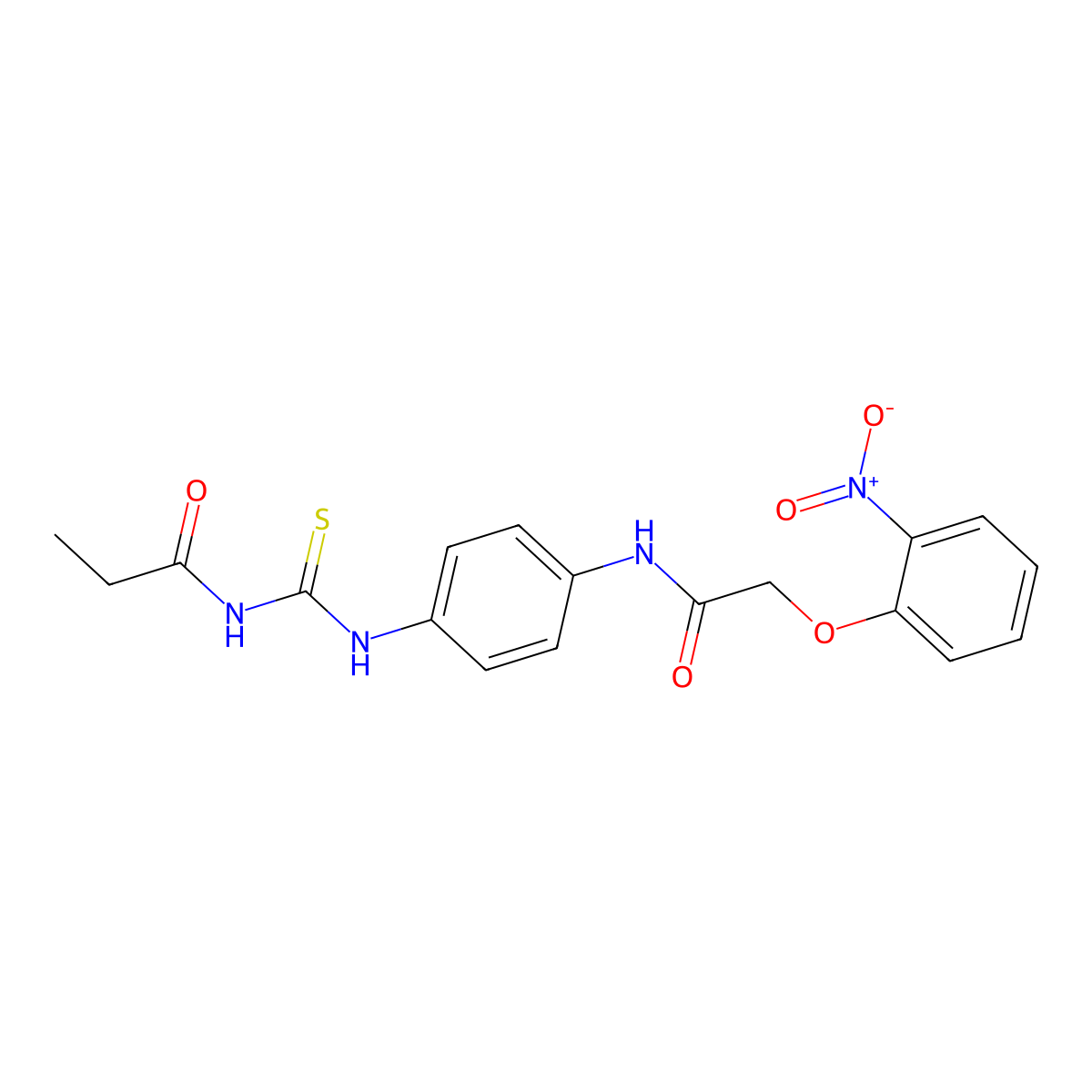 N-[(4-{[(2-nitrophenoxy)acetyl]amino}phenyl)carbamothioyl]propanamide molecular structure, CAS 532954-63-5