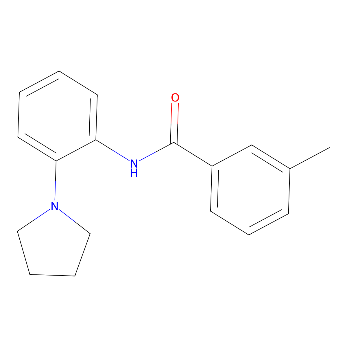 3-methyl-N-(2-pyrrolidin-1-ylphenyl)benzamide molecular structure, CAS 532955-71-8