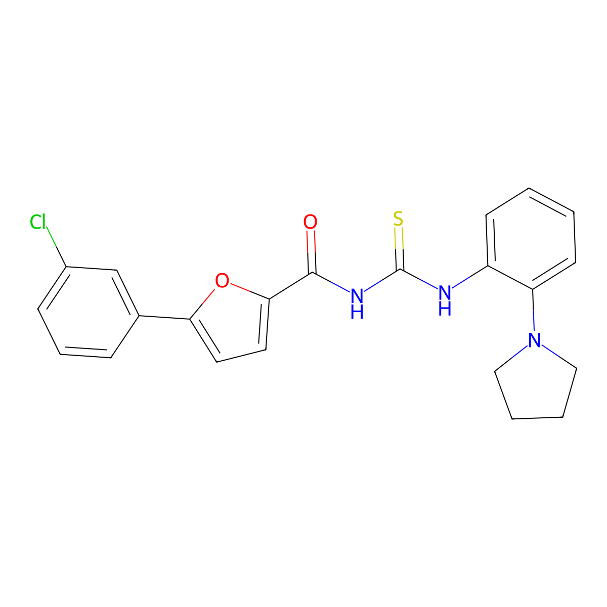 5-(3-chlorophenyl)-N-[(2-pyrrolidin-1-ylphenyl)carbamothioyl]furan-2-carboxamide molecular structure, CAS 532956-22-2