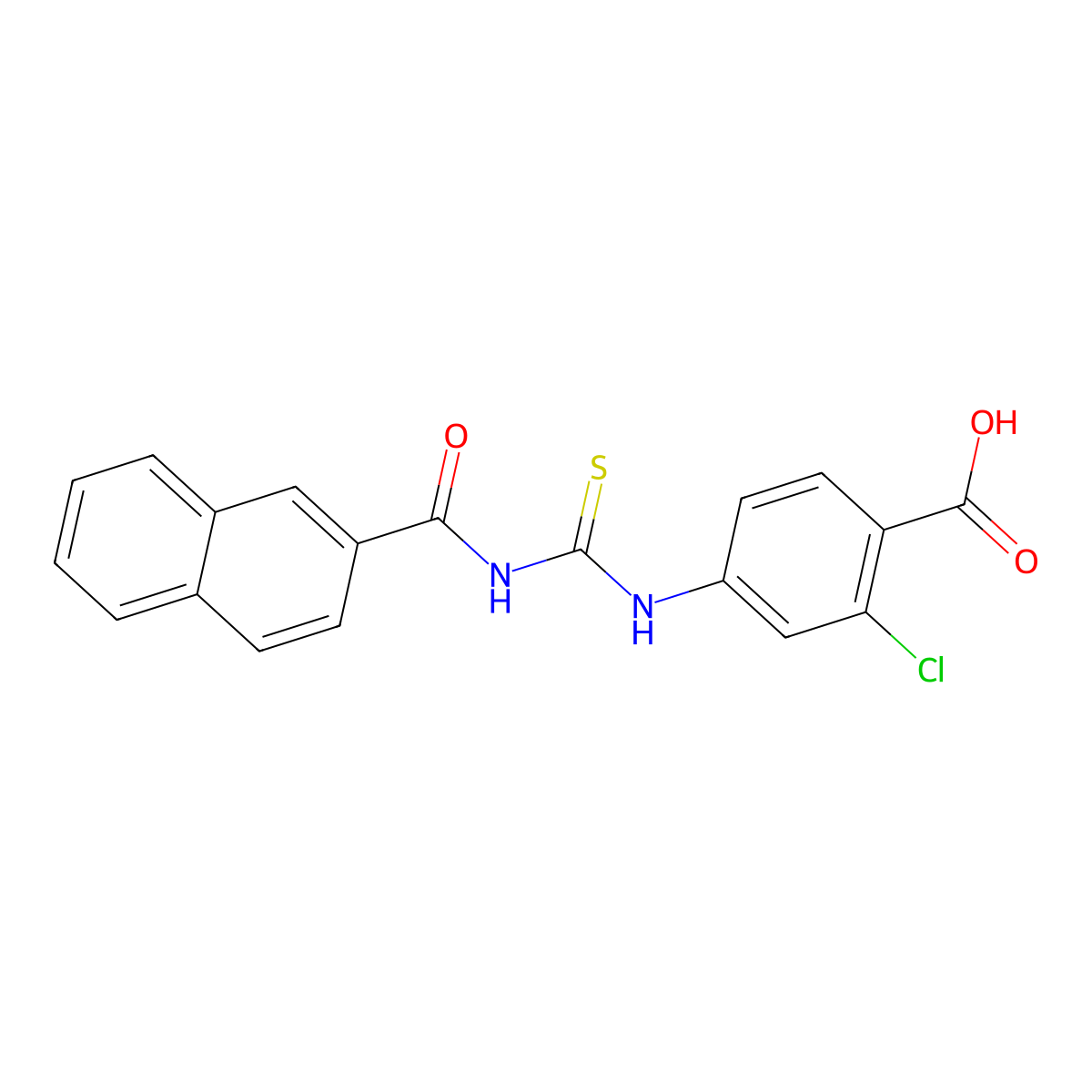 2-Chloro-4-{[(naphthalen-2-ylcarbonyl)carbamothioyl]amino}benzoic acid molecular structure, CAS 532956-40-4