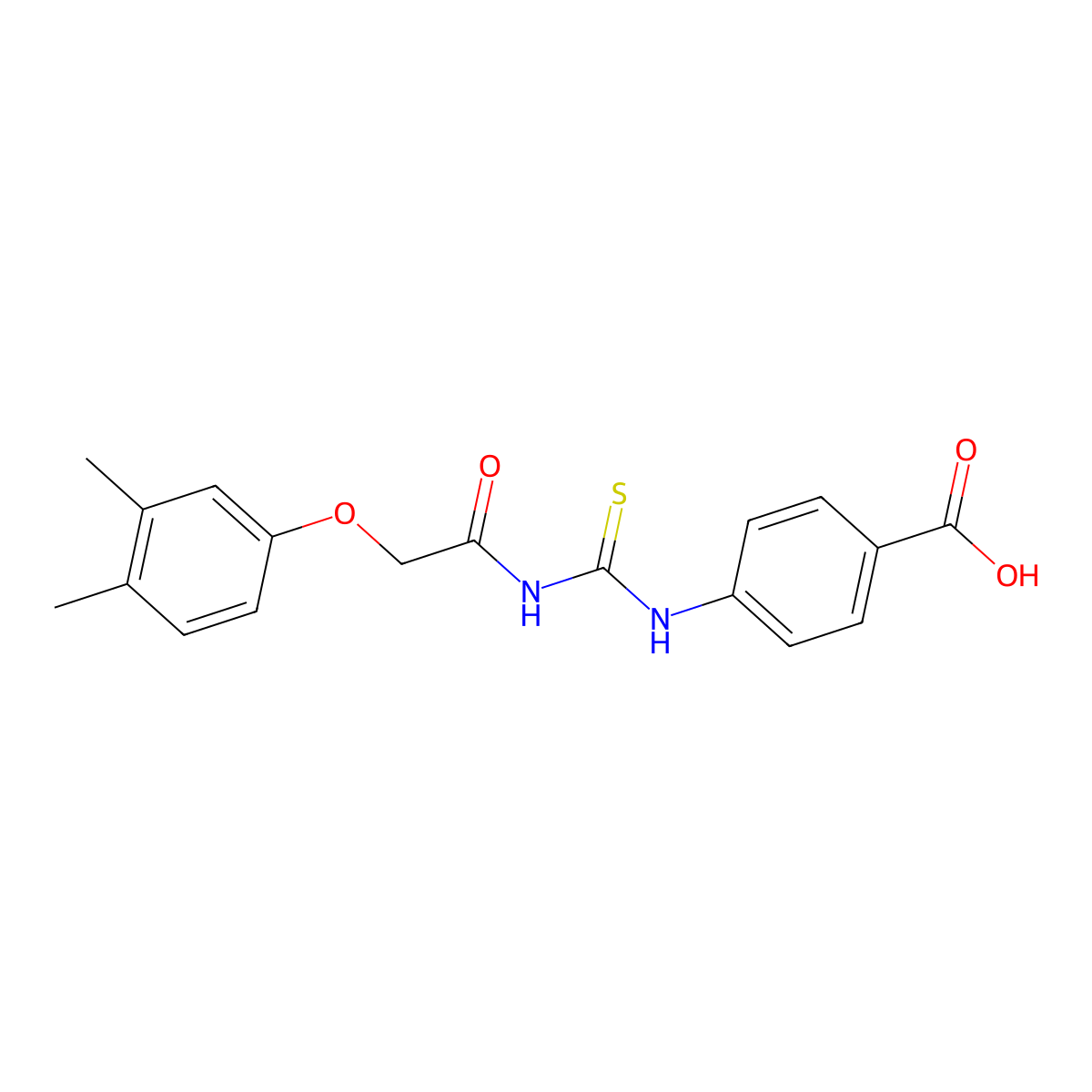 4-[[2-(3,4-Dimethylphenoxy)acetyl]carbamothioylamino]benzoic acid molecular structure, CAS 532957-21-4