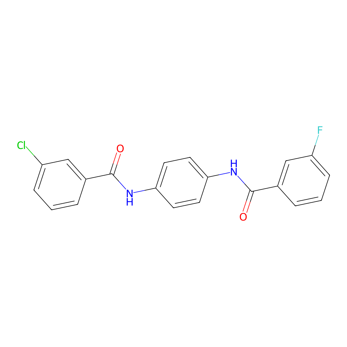 N-[4-[(3-chlorobenzoyl)amino]phenyl]-3-fluorobenzamide molecular structure, CAS 532957-37-2