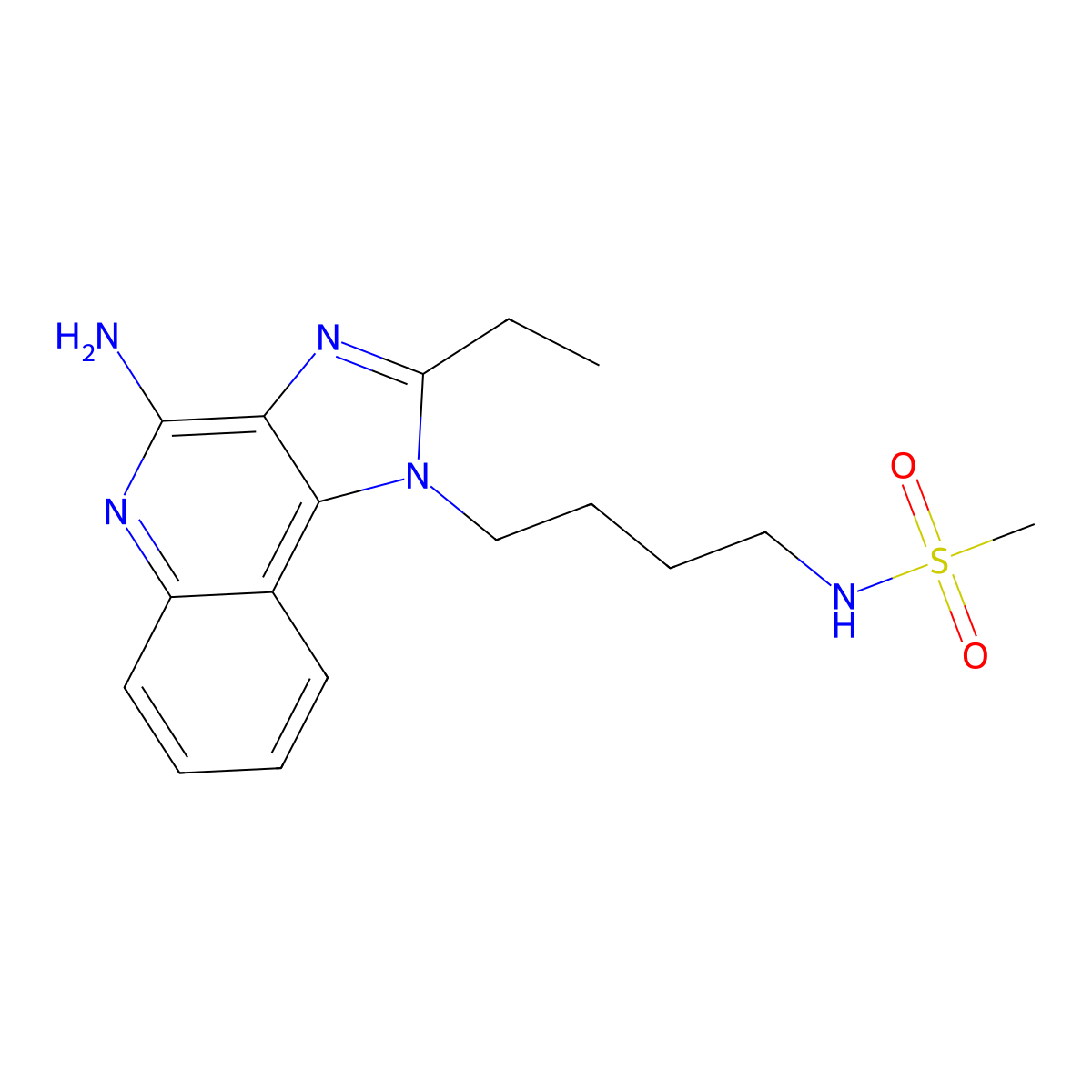 N-(4-(4-amino-2-ethyl-1H-imidazo(4,5c)quinolin-1-yl)butyl)methanesulfonamide molecular structure, CAS 532959-63-0