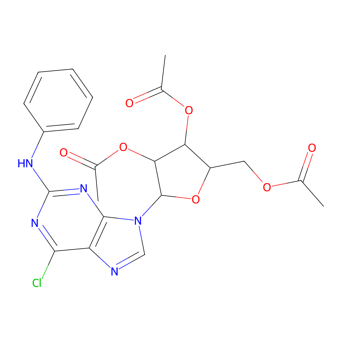 6-Chloro-N-phenyl-9-(2,3,5-tri-O-acetyl-b-D-ribofuranosyl)-9H-purin-2-amine molecular structure, CAS 53296-14-3