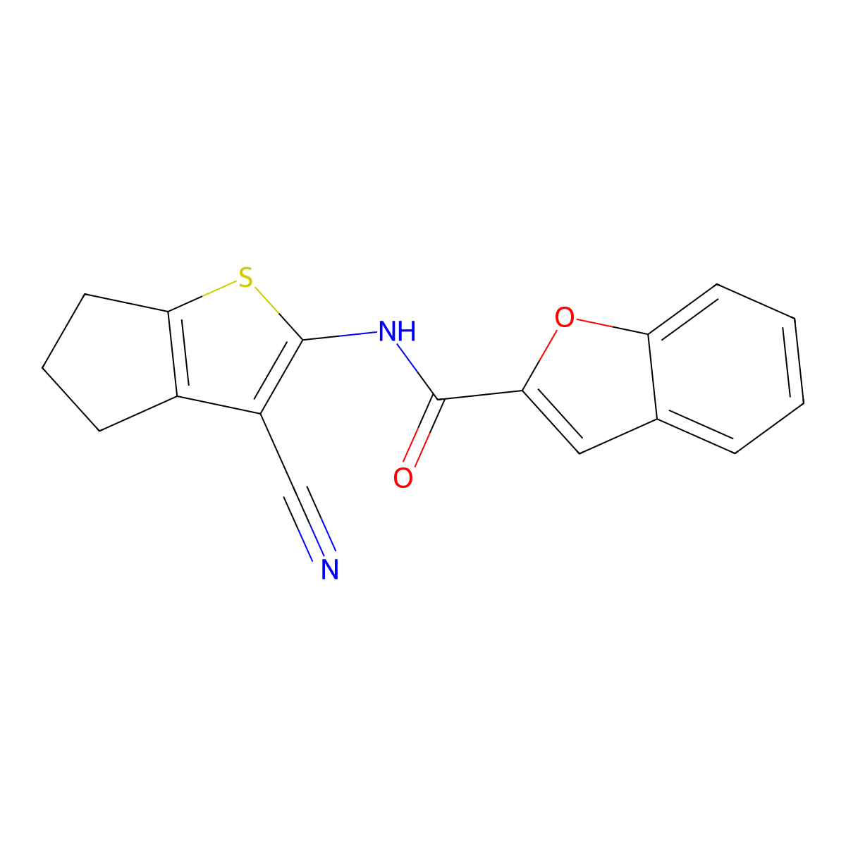 N-(3-cyano-5,6-dihydro-4H-cyclopenta[b]thiophen-2-yl)-1-benzofuran-2-carboxamide molecular structure, CAS 532962-76-8