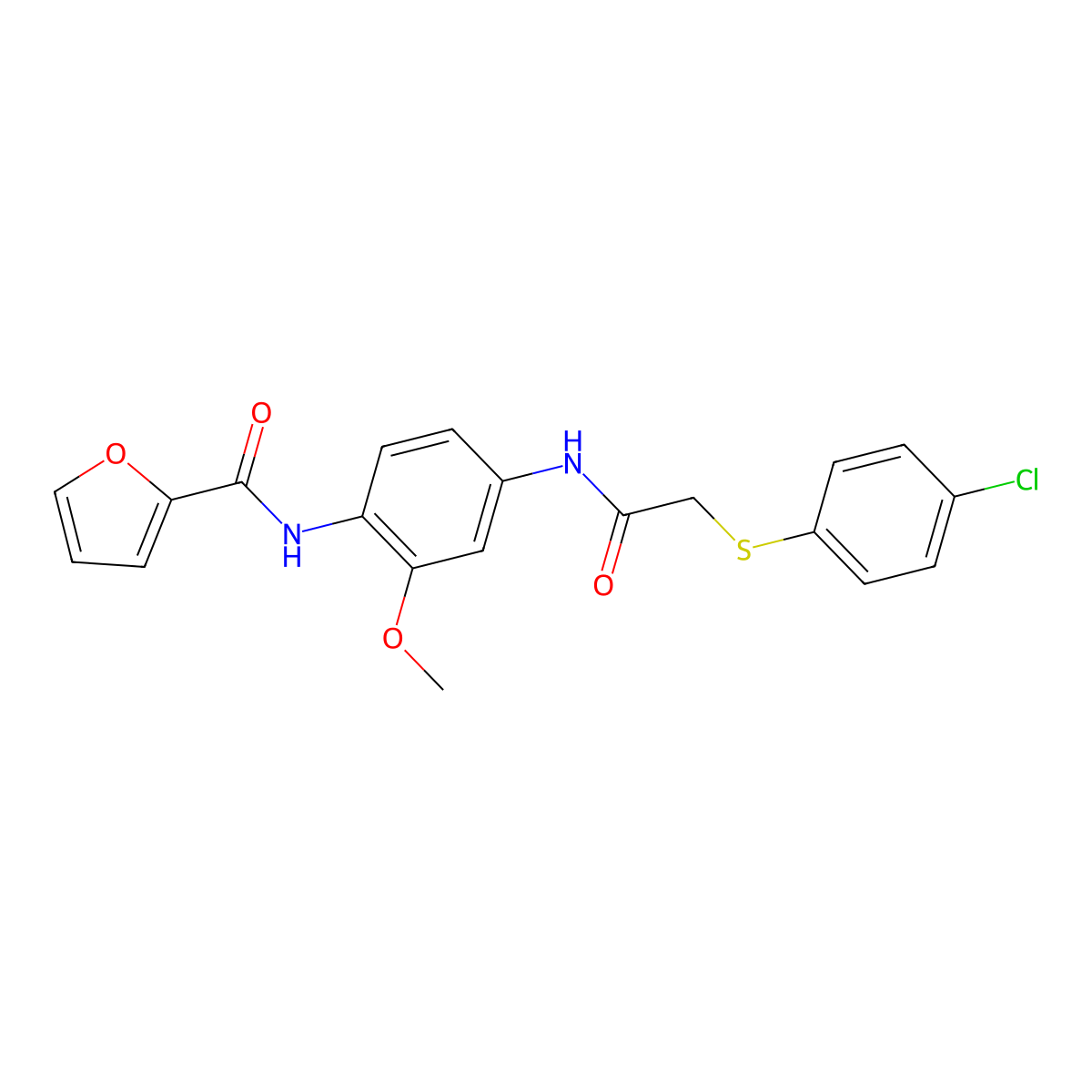N-[4-({[(4-chlorophenyl)sulfanyl]acetyl}amino)-2-methoxyphenyl]furan-2-carboxamide molecular structure, CAS 532963-88-5