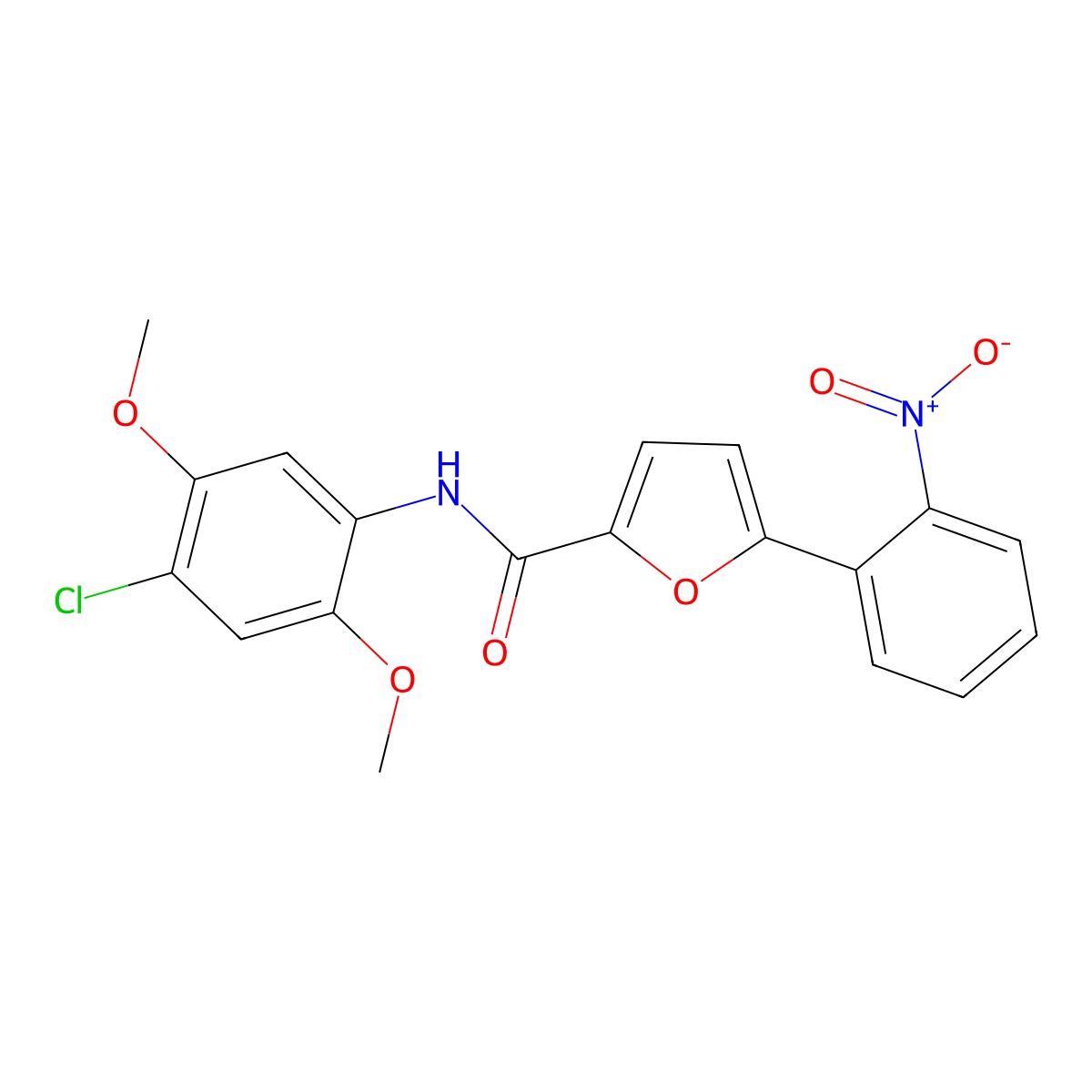 N-(4-chloro-2,5-dimethoxyphenyl)-5-(2-nitrophenyl)furan-2-carboxamide molecular structure, CAS 532964-20-8