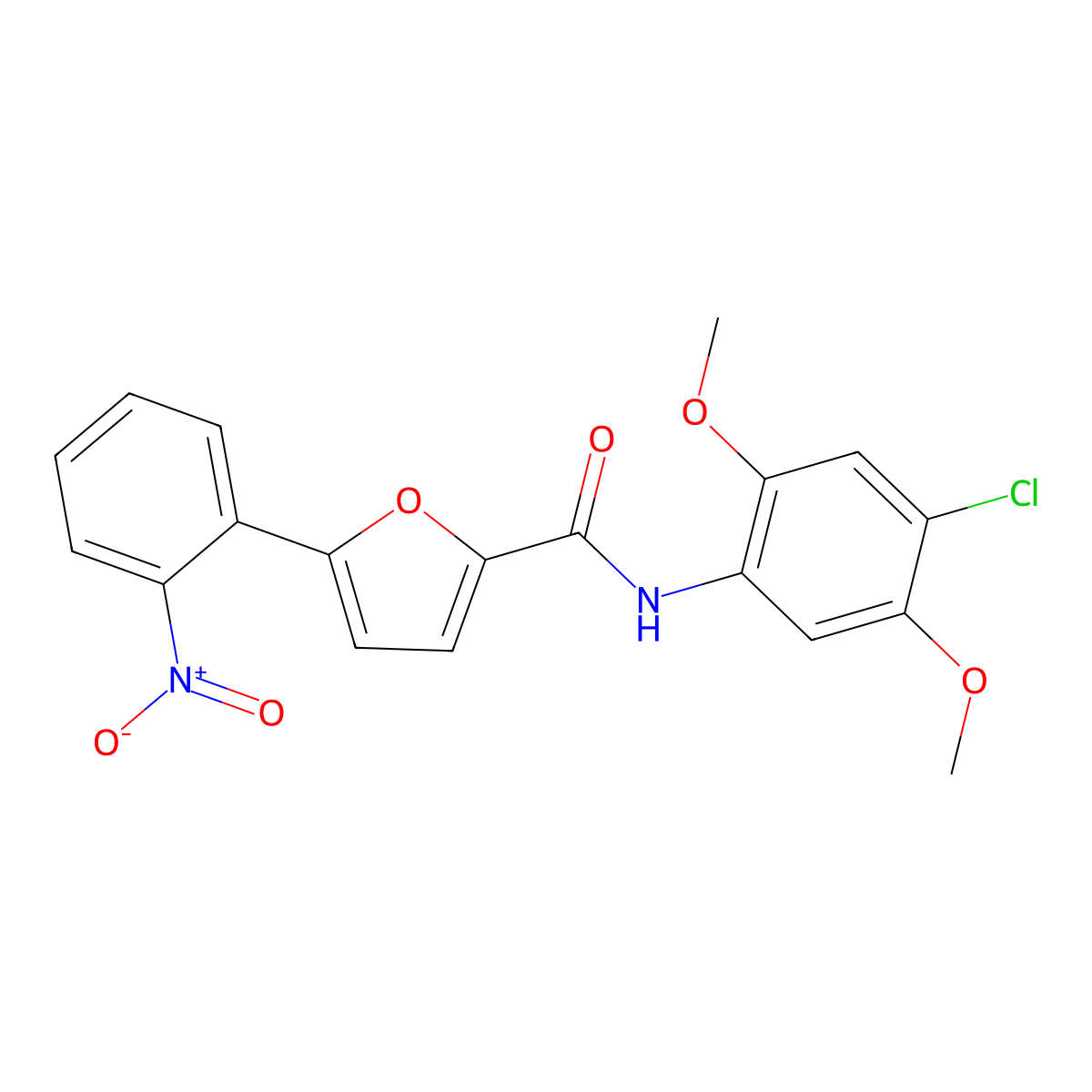 N-(4-chloro-2,5-dimethoxyphenyl)-5-(2-nitrophenyl)furan-2-carboxamide molecular structure, CAS 532964-20-8