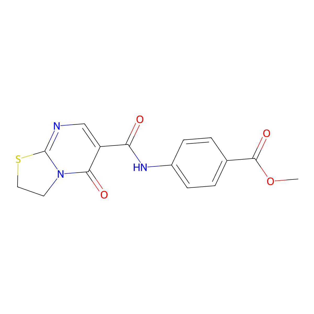methyl 4-(5-oxo-3,5-dihydro-2H-thiazolo[3,2-a]pyrimidine-6-carboxamido)benzoate molecular structure, CAS 532965-50-7