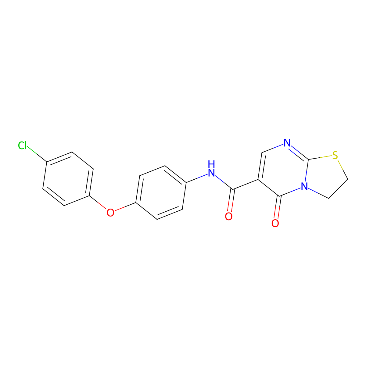N-(4-(4-chlorophenoxy)phenyl)-5-oxo-3,5-dihydro-2H-thiazolo[3,2-a]pyrimidine-6-carboxamide molecular structure, CAS 532965-54-1