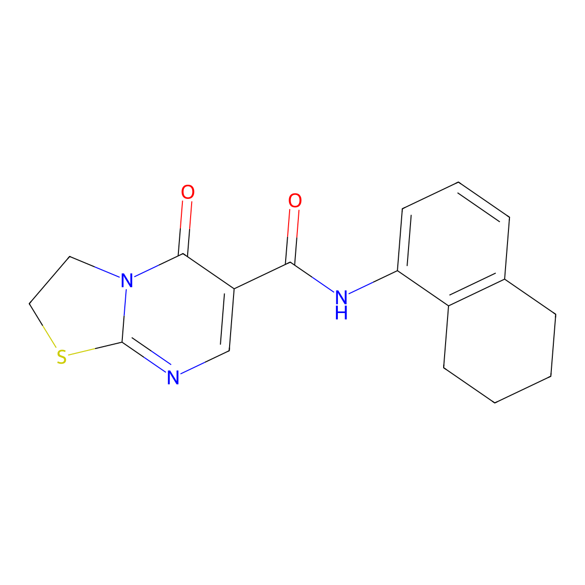 5-oxo-N-(5,6,7,8-tetrahydronaphthalen-1-yl)-3,5-dihydro-2H-thiazolo[3,2-a]pyrimidine-6-carboxamide molecular structure, CAS 532965-58-5