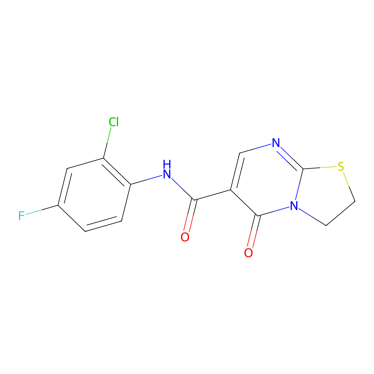 N-(2-chloro-4-fluorophenyl)-5-oxo-3,5-dihydro-2H-thiazolo[3,2-a]pyrimidine-6-carboxamide molecular structure, CAS 532965-68-7