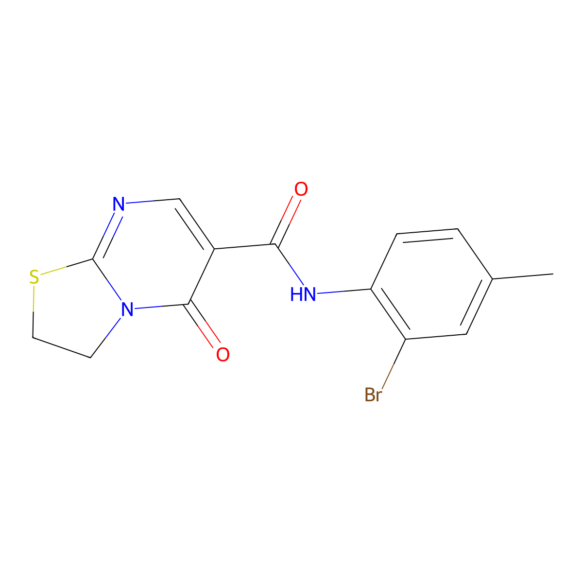 N-(2-bromo-4-methylphenyl)-5-oxo-3,5-dihydro-2H-thiazolo[3,2-a]pyrimidine-6-carboxamide molecular structure, CAS 532965-73-4