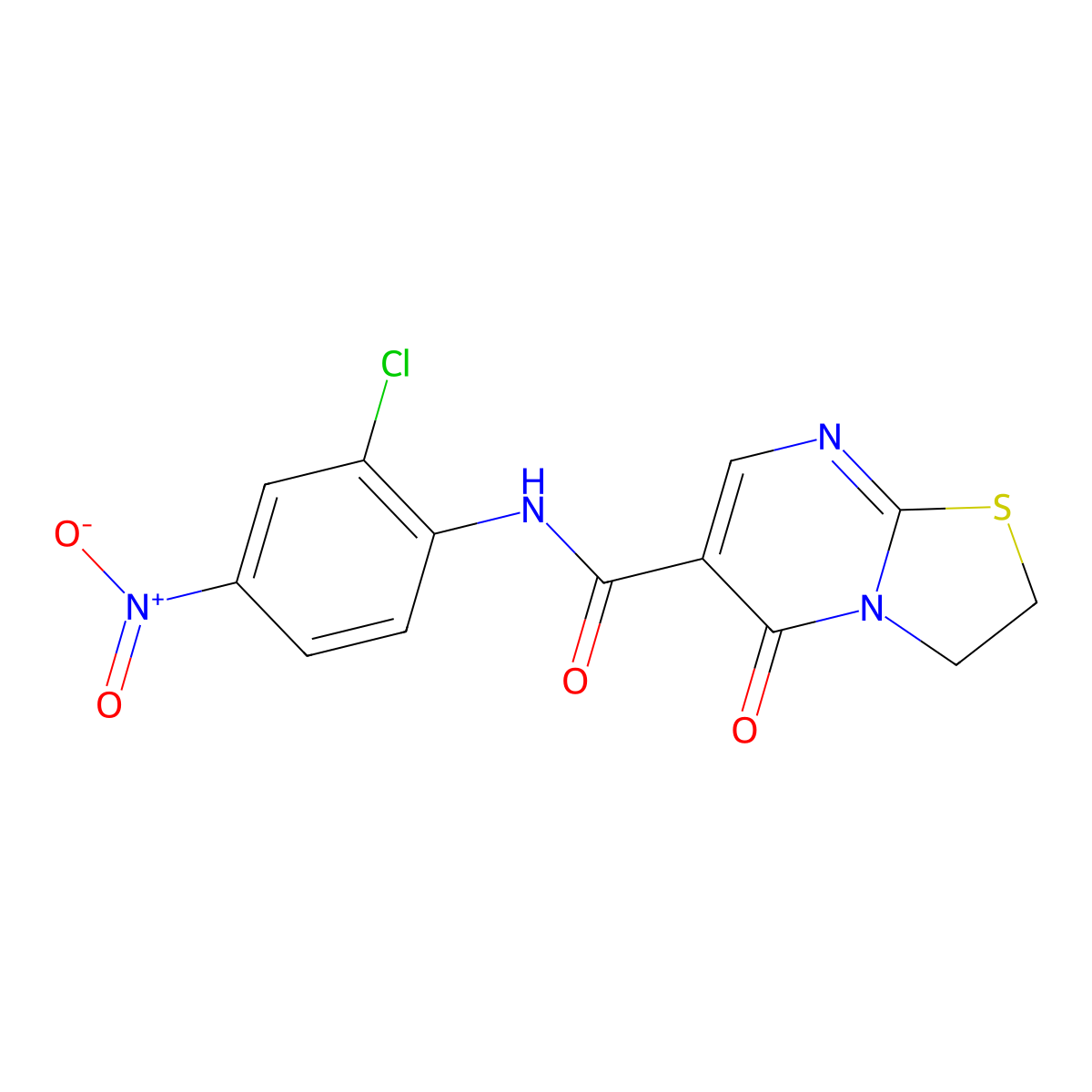 5H-Thiazolo[3,2-a]pyrimidine-6-carboxamide, N-(2-chloro-4-nitrophenyl)-2,3-dihydro-5-oxo- molecular structure, CAS 532965-75-6