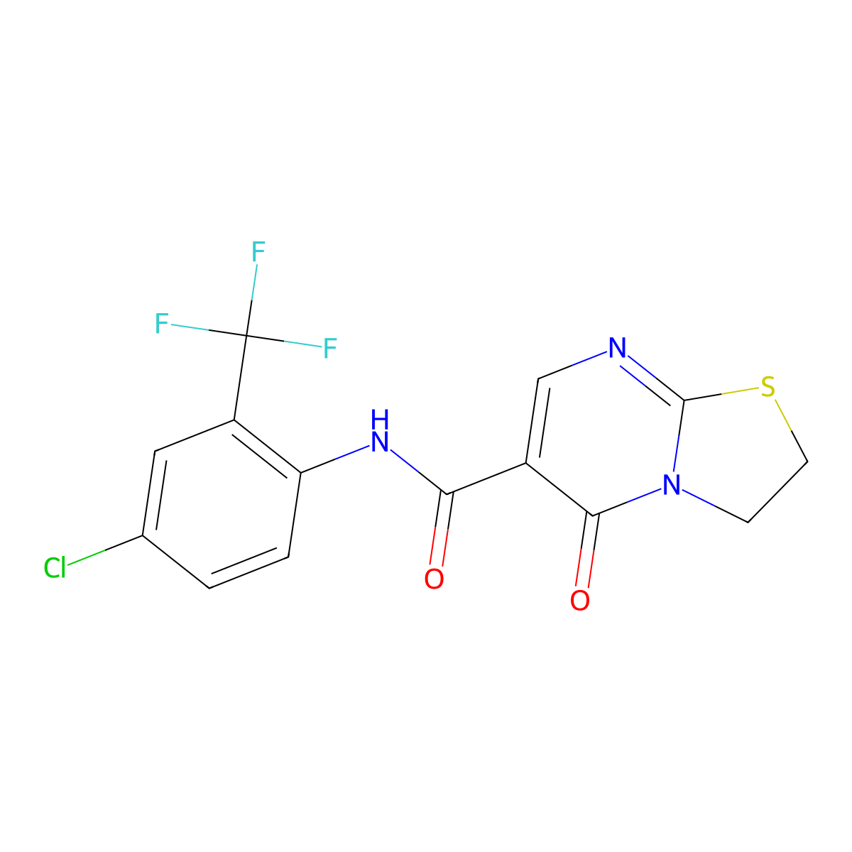 N-(4-chloro-2-(trifluoromethyl)phenyl)-5-oxo-3,5-dihydro-2H-thiazolo[3,2-a]pyrimidine-6-carboxamide molecular structure, CAS 532965-78-9
