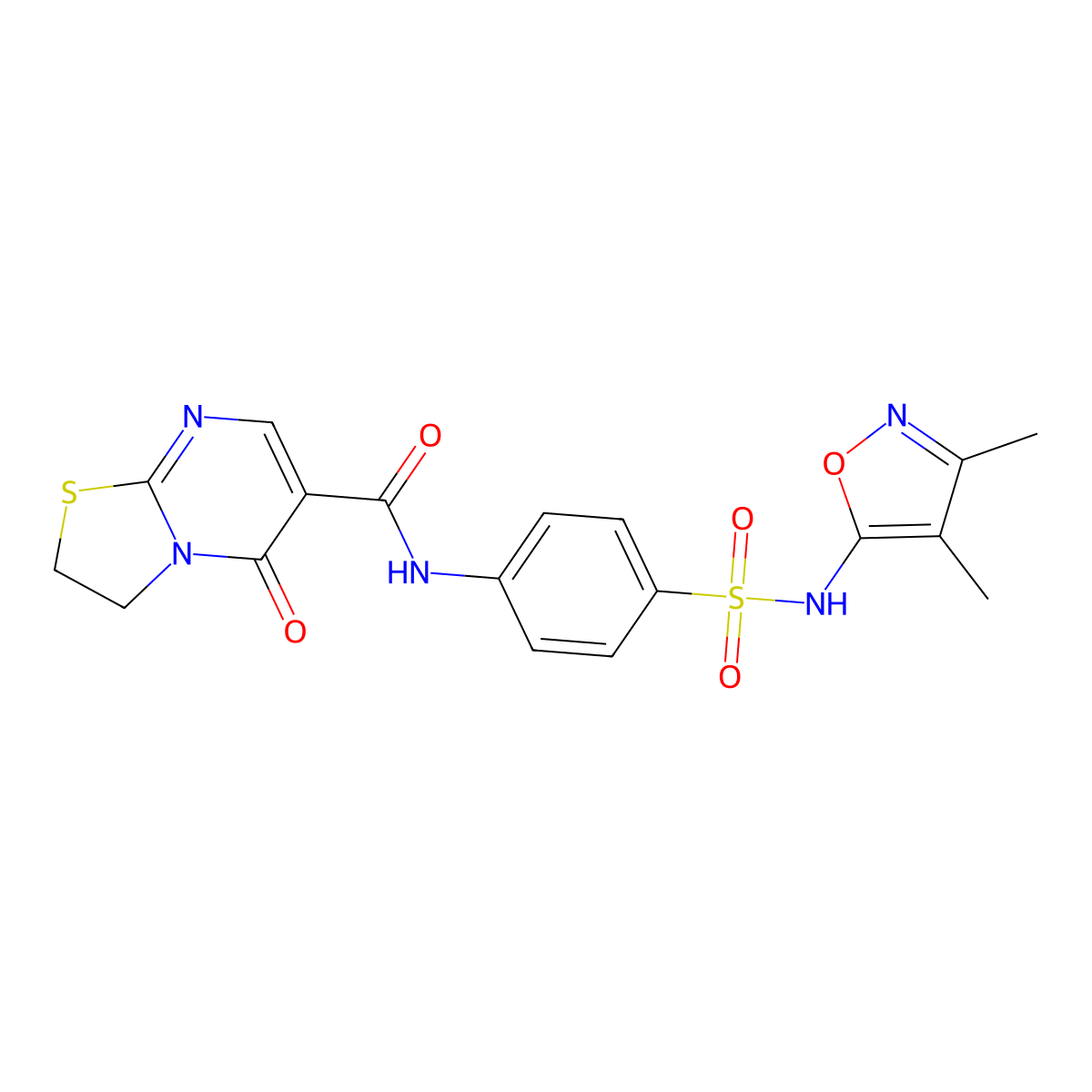 N-(4-(N-(3,4-dimethylisoxazol-5-yl)sulfamoyl)phenyl)-5-oxo-3,5-dihydro-2H-thiazolo[3,2-a]pyrimidine-6-carboxamide molecular structure, CAS 532965-90-5