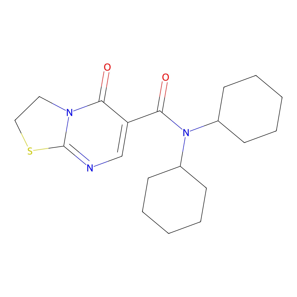 N,N-dicyclohexyl-5-oxo-2,3-dihydro-[1,3]thiazolo[3,2-a]pyrimidine-6-carboxamide molecular structure, CAS 532965-99-4