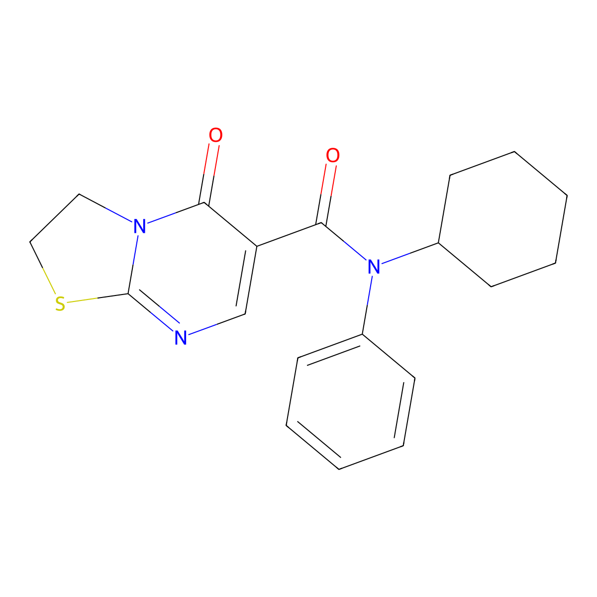 N-cyclohexyl-5-oxo-N-phenyl-2,3-dihydro-[1,3]thiazolo[3,2-a]pyrimidine-6-carboxamide molecular structure, CAS 532966-00-0