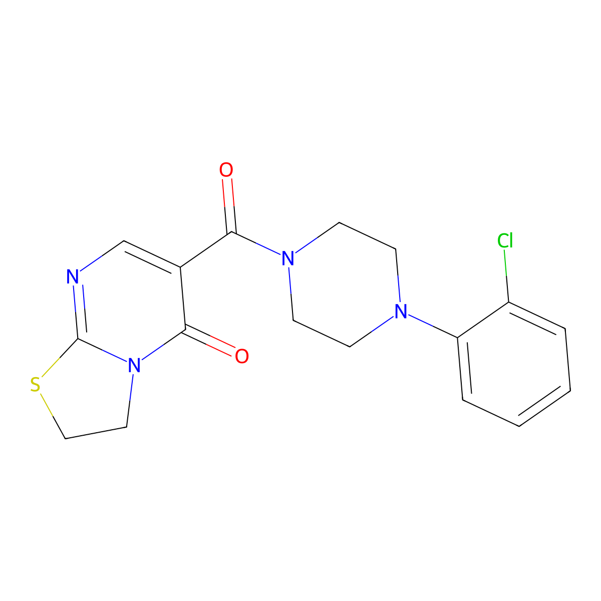 6-(4-(2-chlorophenyl)piperazine-1-carbonyl)-2H-thiazolo[3,2-a]pyrimidin-5(3H)-one molecular structure, CAS 532966-43-1