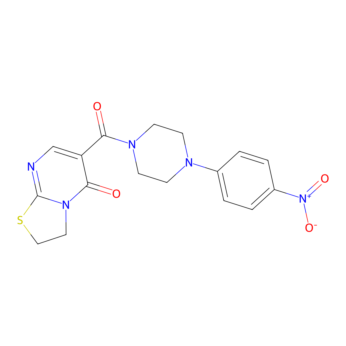 6-(4-(4-nitrophenyl)piperazine-1-carbonyl)-2H-thiazolo[3,2-a]pyrimidin-5(3H)-one molecular structure, CAS 532966-47-5