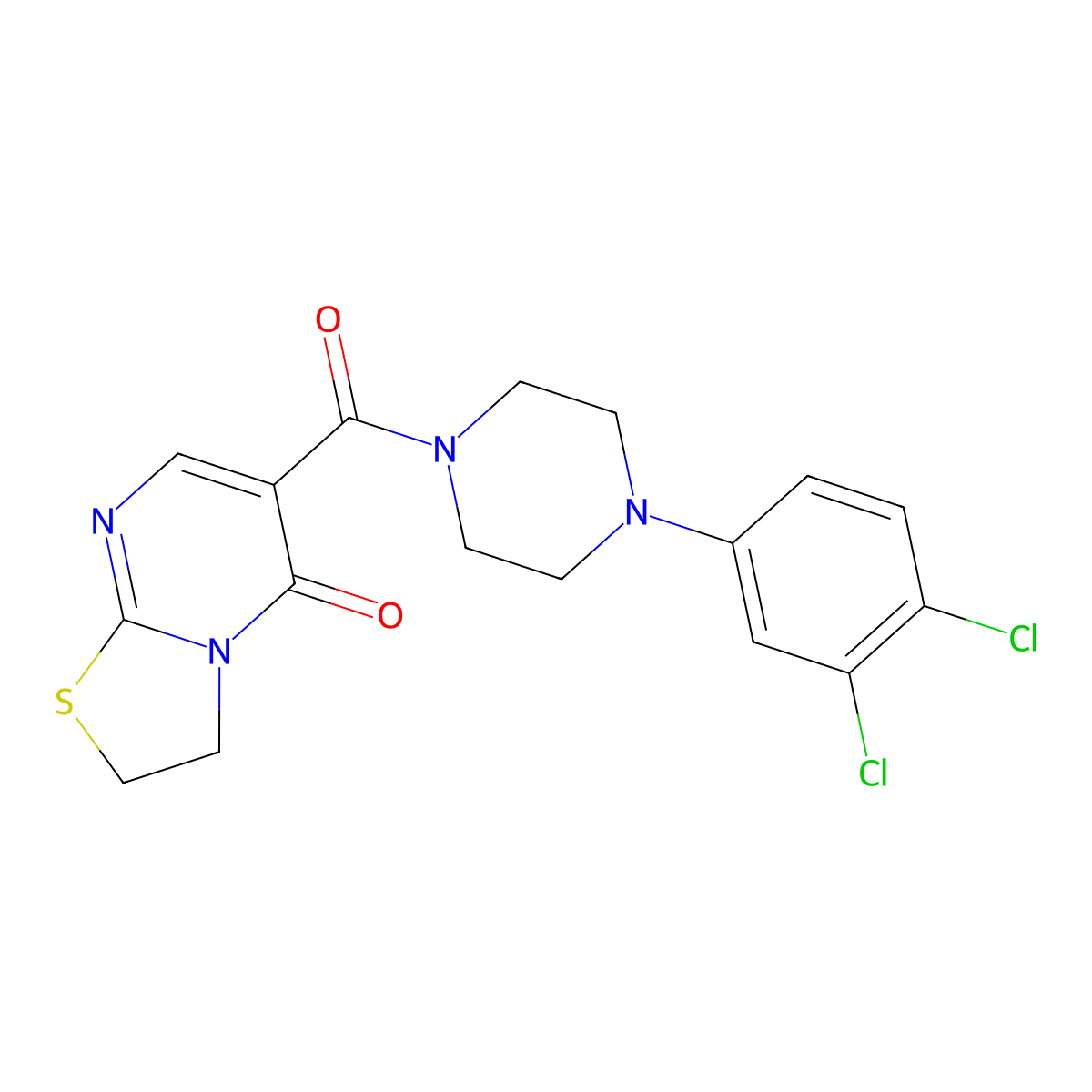 6-[4-(3,4-Dichlorophenyl)piperazine-1-carbonyl]-2,3-dihydro-[1,3]thiazolo[3,2-a]pyrimidin-5-one molecular structure, CAS 532966-49-7
