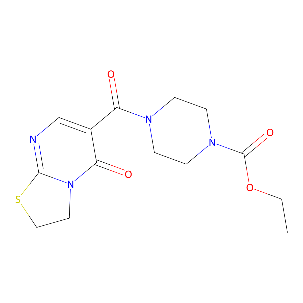 ethyl 4-(5-oxo-3,5-dihydro-2H-thiazolo[3,2-a]pyrimidine-6-carbonyl)piperazine-1-carboxylate molecular structure, CAS 532966-52-2