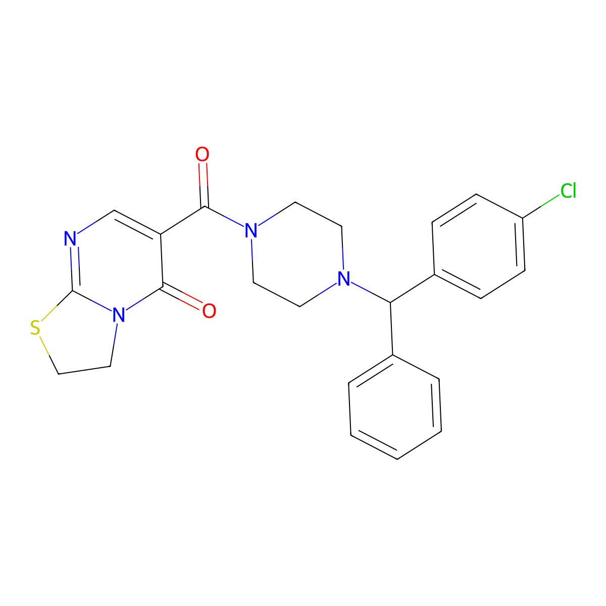 6-(4-((4-chlorophenyl)(phenyl)methyl)piperazine-1-carbonyl)-2H-thiazolo[3,2-a]pyrimidin-5(3H)-one molecular structure, CAS 532966-55-5