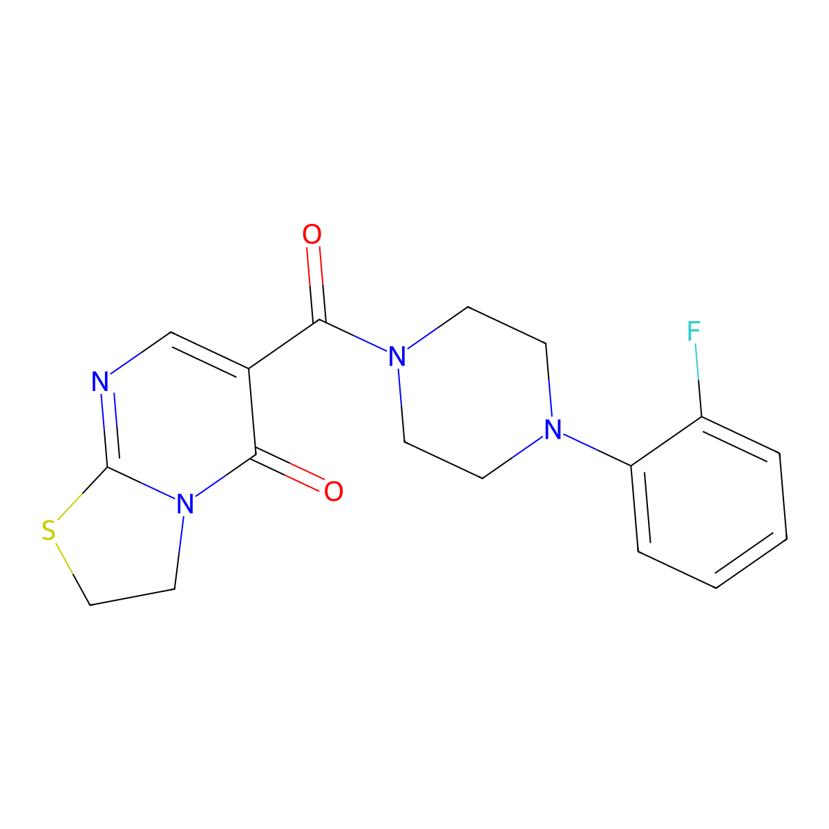 6-(4-(2-fluorophenyl)piperazine-1-carbonyl)-2H-thiazolo[3,2-a]pyrimidin-5(3H)-one molecular structure, CAS 532966-56-6