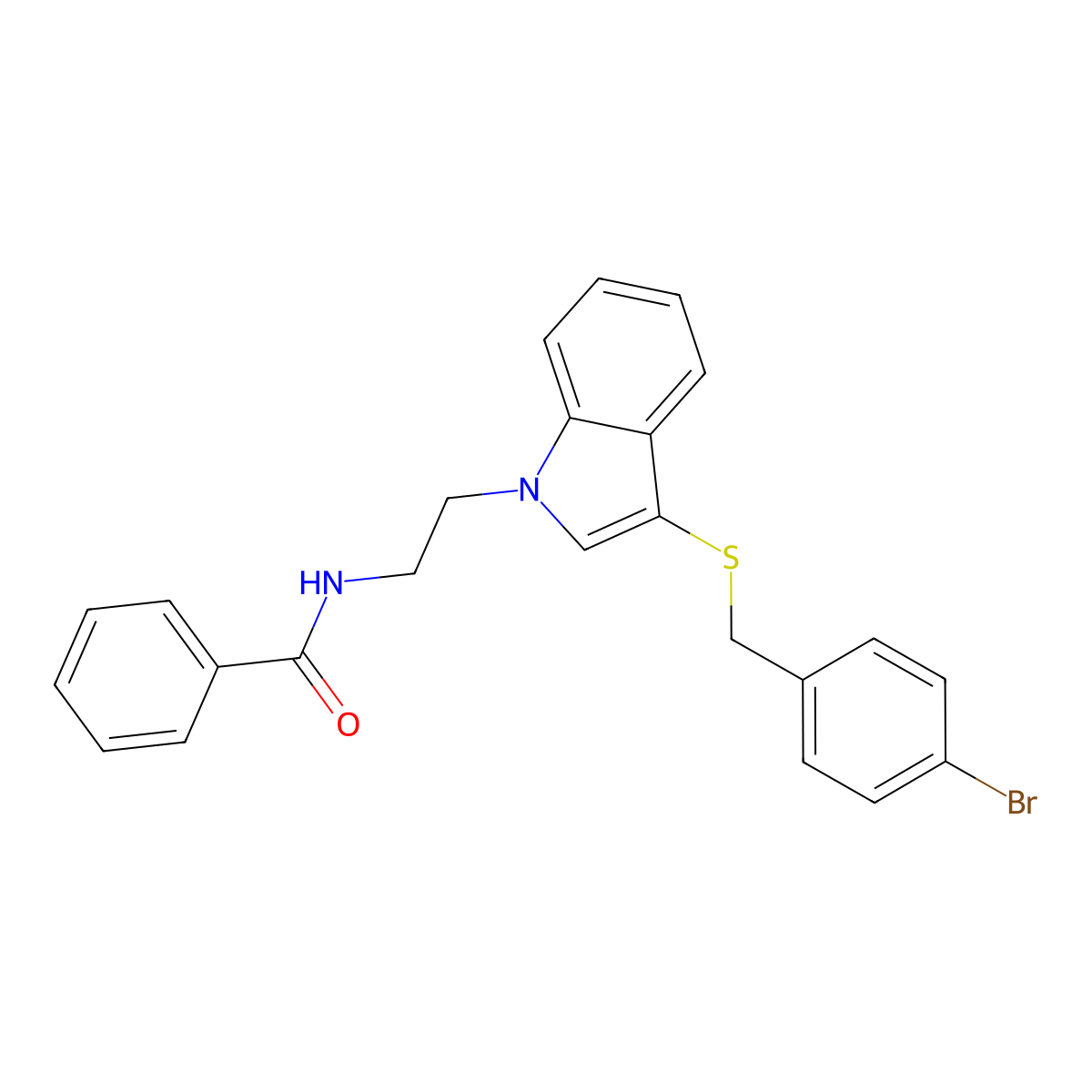 N-[2-[3-[(4-bromophenyl)methylsulfanyl]indol-1-yl]ethyl]benzamide molecular structure, CAS 532969-45-2