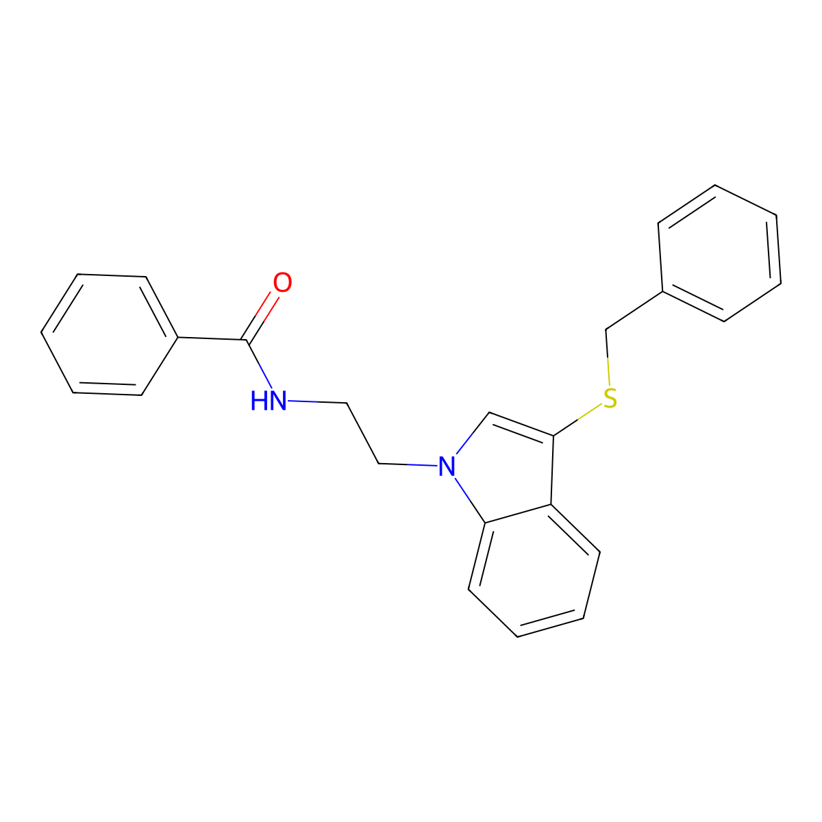 N-[2-(3-benzylsulfanylindol-1-yl)ethyl]benzamide molecular structure, CAS 532969-48-5