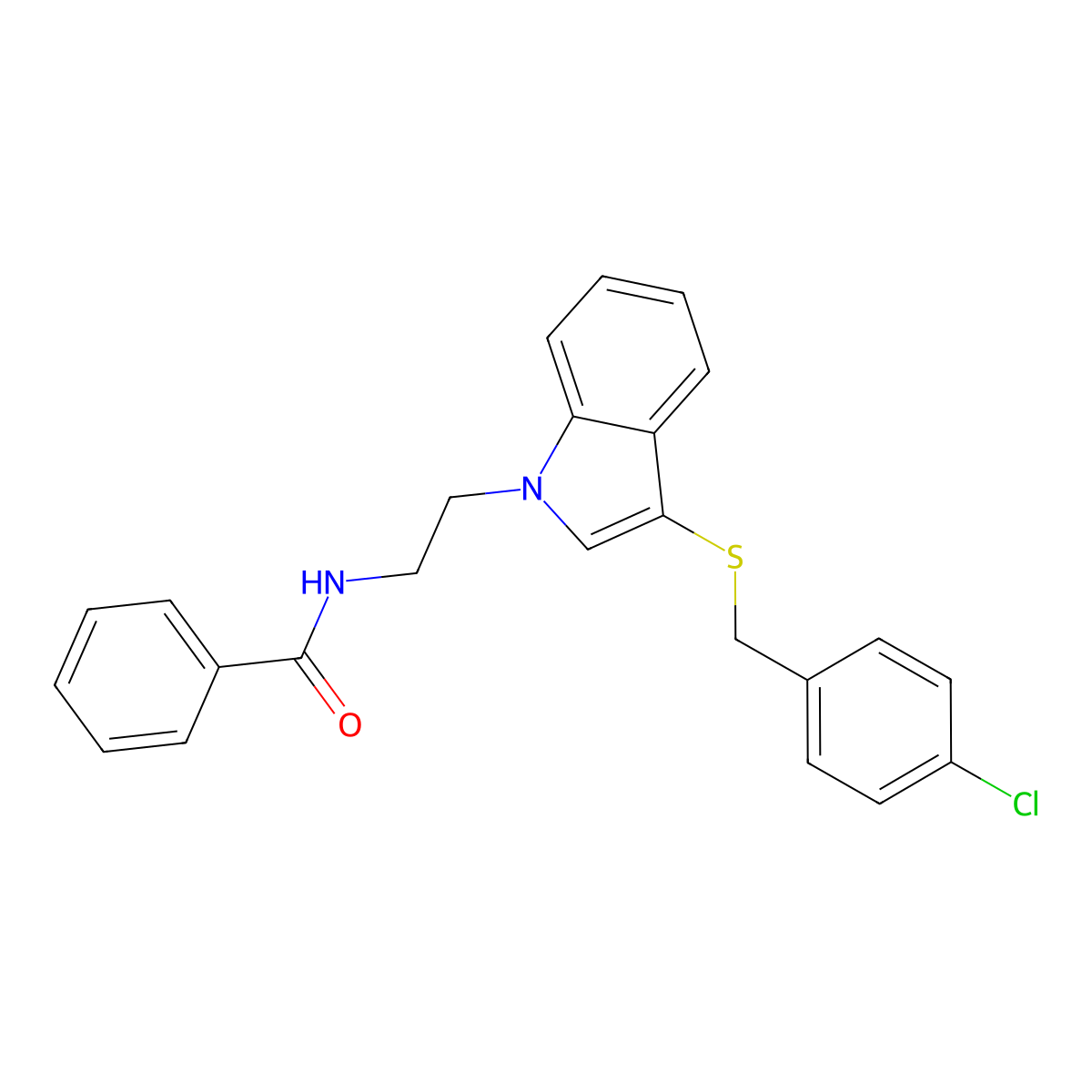 N-[2-[3-[(4-chlorophenyl)methylsulfanyl]indol-1-yl]ethyl]benzamide molecular structure, CAS 532969-52-1