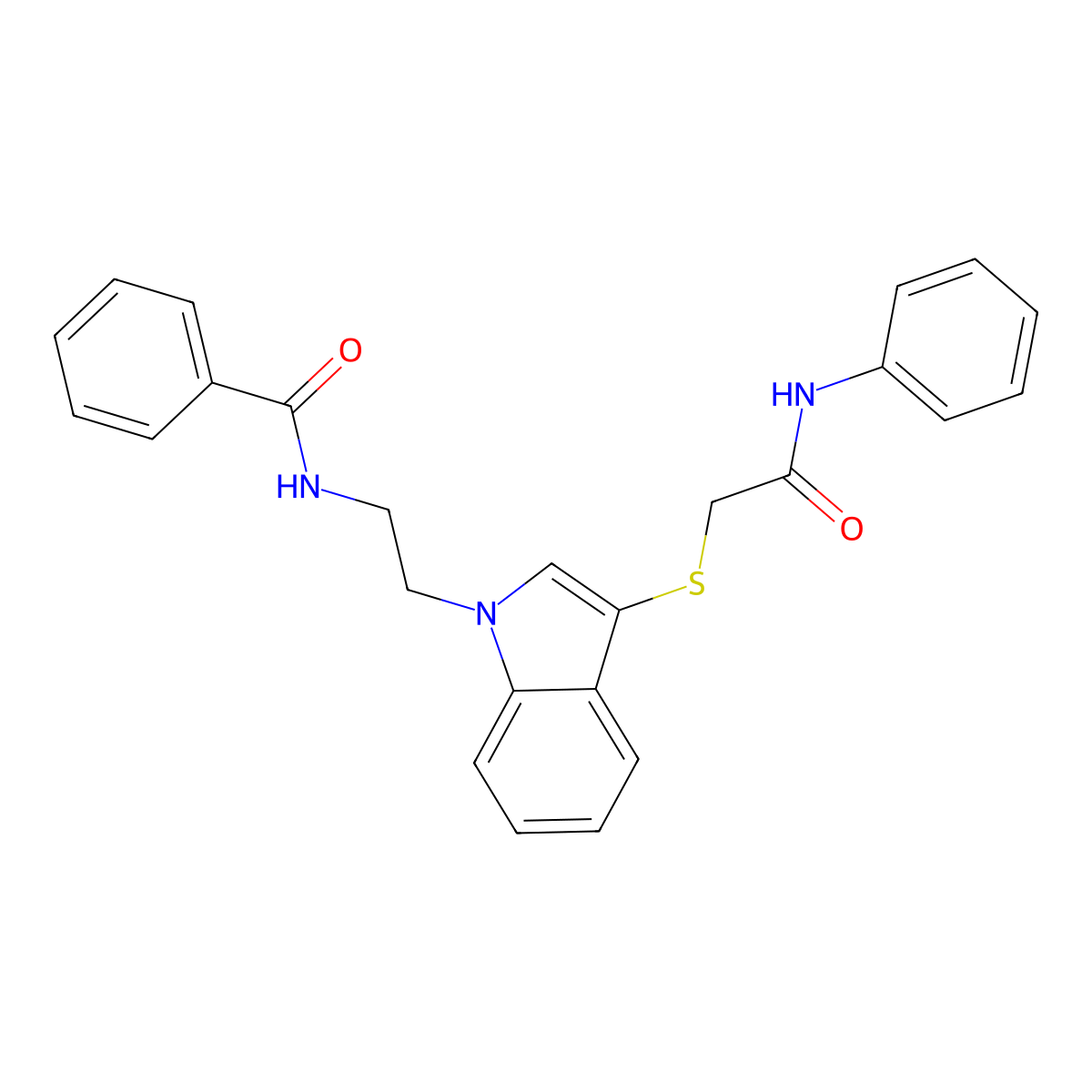 N-(2-(3-((2-oxo-2-(phenylamino)ethyl)thio)-1H-indol-1-yl)ethyl)benzamide molecular structure, CAS 532969-65-6