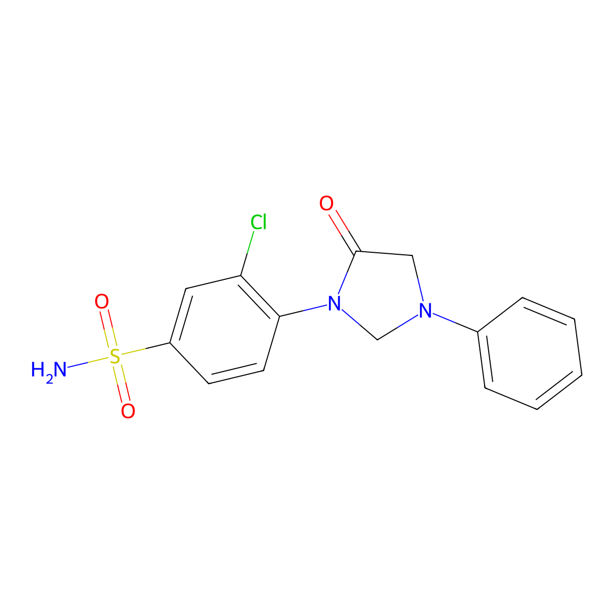5-IMIDIZOLIDINONE, 1-(o-CHLORO-p-SULFAMOYLPHENYL)-3-PHENYL- molecular structure, CAS 53297-79-3