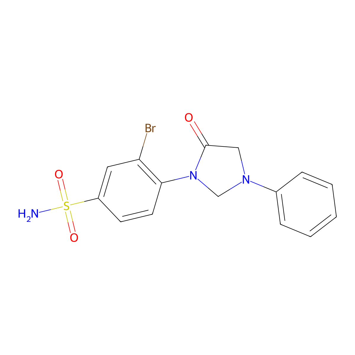 5-Imidazolidinone, 1-(o-bromo-p-sulfamoylphenyl)-3-phenyl- molecular structure, CAS 53297-81-7