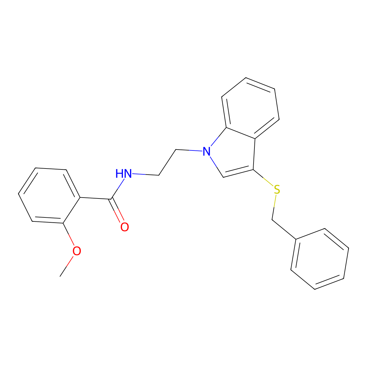 N-(2-(3-(benzylthio)-1H-indol-1-yl)ethyl)-2-methoxybenzamide molecular structure, CAS 532971-92-9