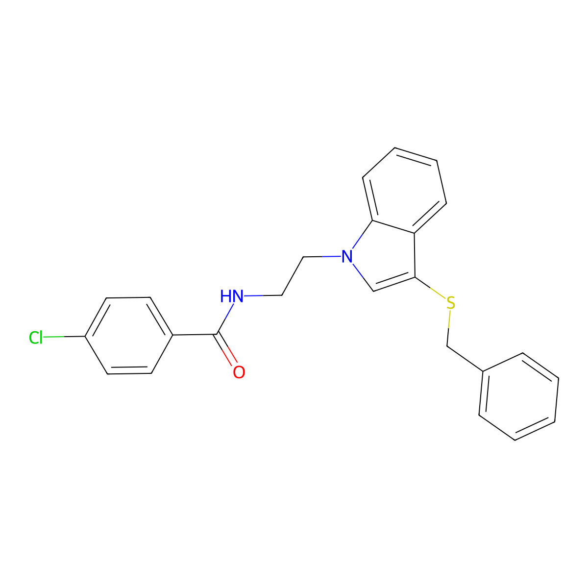 N-(2-(3-(benzylthio)-1H-indol-1-yl)ethyl)-4-chlorobenzamide molecular structure, CAS 532972-23-9