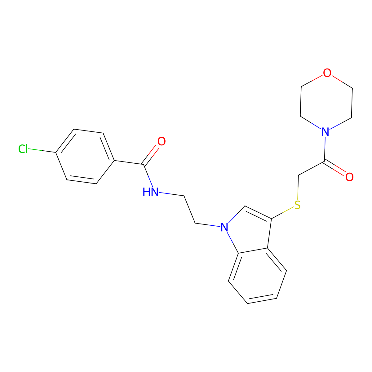4-chloro-N-[2-[3-(2-morpholin-4-yl-2-oxoethyl)sulfanylindol-1-yl]ethyl]benzamide molecular structure, CAS 532972-34-2