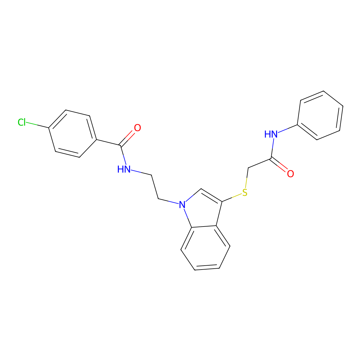 N-[2-[3-(2-anilino-2-oxoethyl)sulfanylindol-1-yl]ethyl]-4-chlorobenzamide molecular structure, CAS 532972-40-0